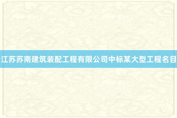 江苏苏南建筑装配工程有限公司中标某大型工程名目