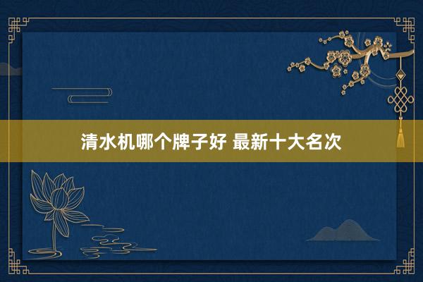 清水机哪个牌子好 最新十大名次